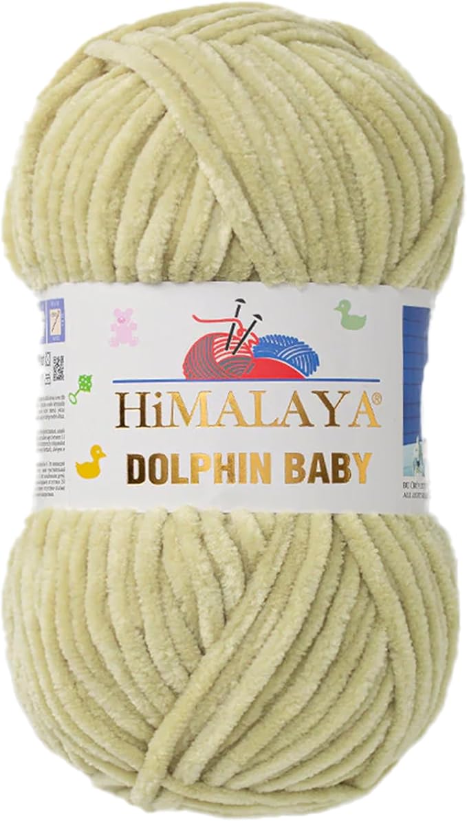1 Skein/Pack Himalaya Dolphin Baby Chenille Yarn, Each Ball 100 gr (3.5 oz), 120 m (132 Yards), 100% Polyester, Super Bulky Baby Blanket Velvet Amigurumi Yarn, 80359 - Yellow Green
