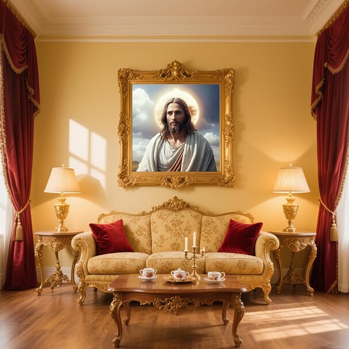 57lilina Stamped Cross Stitch Kits - 11CT Jesus Easy Pre Printed Cross-Stitch Patterns for Adults, Advanced Embroidery Kit for Beginners, 18x18 Inch DIY Crossstitch Crafts for Wall Decor or Mom Gifts