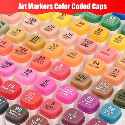 Taotree Alcohol Markers Set 262 Colors with Case & Holders, Dual Tips Art Coloring Markers Pens, Chisel & Fine Sketch Pens Art Supplies for Artist Adult Coloring Books Drawing, Painting, Sketching