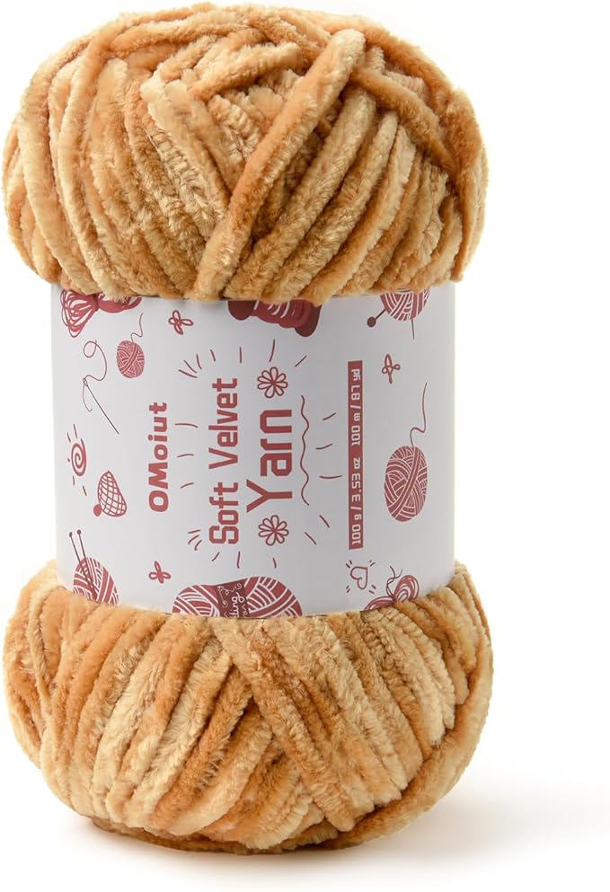 100g Fluffy Velvet Chenille Yarn for Crocheting and Knitting, 80m (87.5yds) Baby Yarn for Crocheting Soft, Crochet Chunky Yarns Amigurumi Yarns (Khaki)