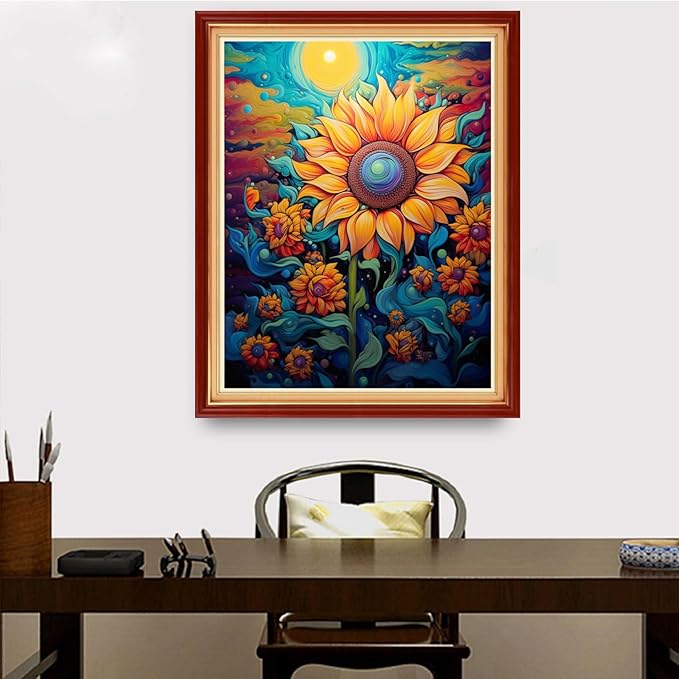 Redxing Stamped Cross Stitch Kits Embroidery kit for Beginners Adults Full Range of Embroidery Patterns Starter Kits DIY Printed Cross Stitch Kits Needlepoint Kits 11CT-Magic Sunflower 16x20 inch