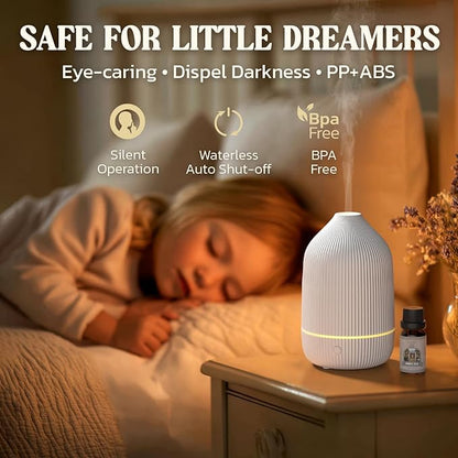 Essential Oil Diffuser, 2Pack, 100ml Aromatherapy Diffuser, Mini Ultrasonic Diffuser for Essential Oil, Home, Office, Cool Mist Humidifier with 7 Led Light, Auto Shut-Off, White