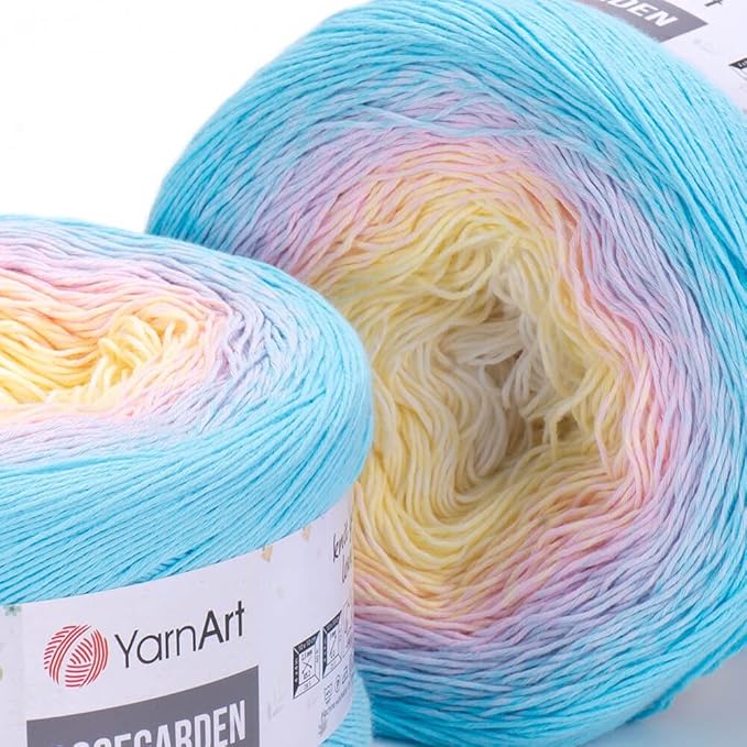 2 Skein Yarn Art Rosegarden Yarn 100% Cotton 2x1094yards 2x250gr Multicolor Cotton Yarn Rainbow Crochet Yarn Spring Summer Fine 1 Top 5 Most Used Colors (Rosegarden 311)