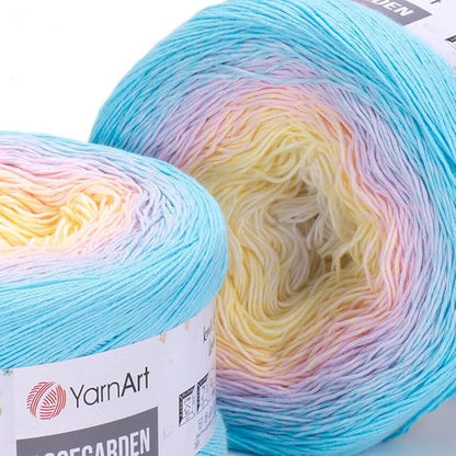2 Skein Yarn Art Rosegarden Yarn 100% Cotton 2x1094yards 2x250gr Multicolor Cotton Yarn Rainbow Crochet Yarn Spring Summer Fine 1 Top 5 Most Used Colors (Rosegarden 311)