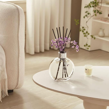 Donurex Flower Reed Diffuser Set 5.07oz Lavender Thyme Scent Diffuser with Sticks Home Fragrance Reed Diffuser for Bathroom Shelf Decor