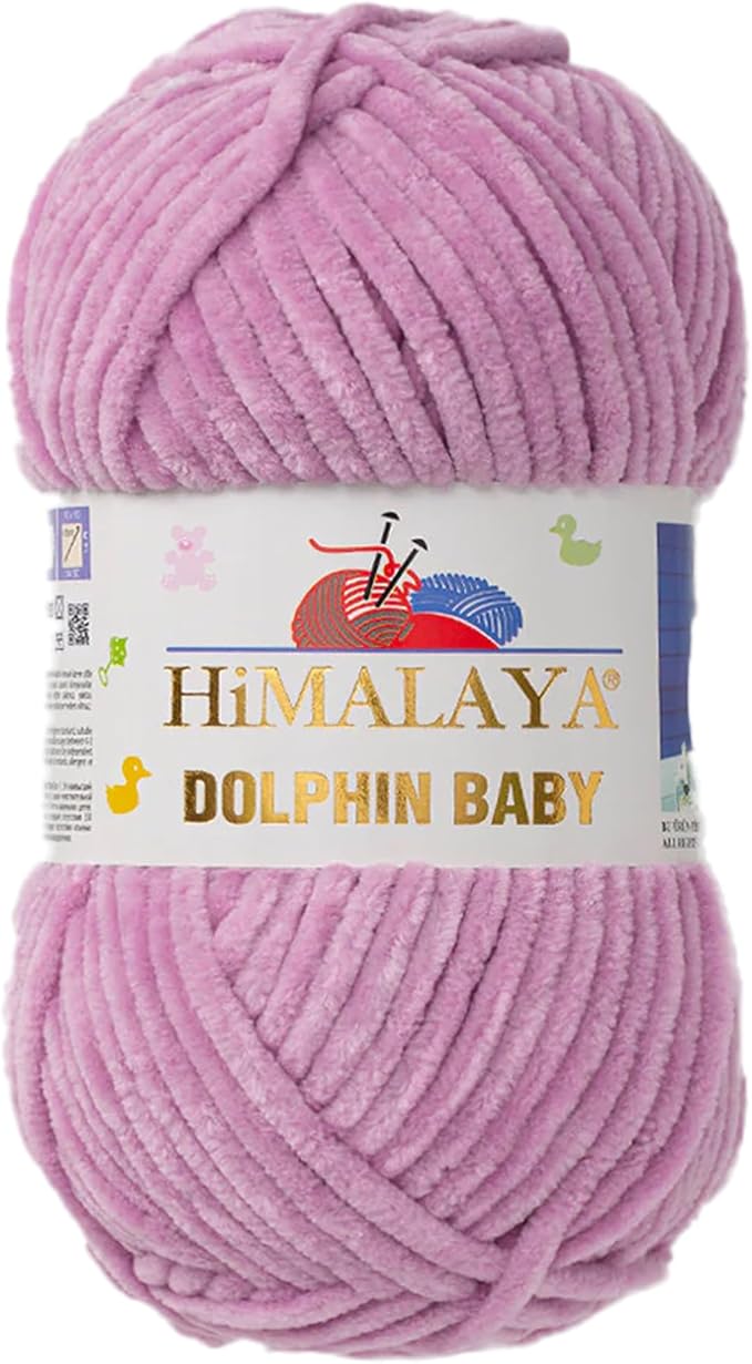 1 Skein/Pack Himalaya Dolphin Baby Chenille Yarn, Each Ball 100 gr (3.5 oz), 120 m (132 Yards), 100% Polyester, Super Bulky Baby Blanket Velvet Amigurumi Yarn, 80334 - Violet