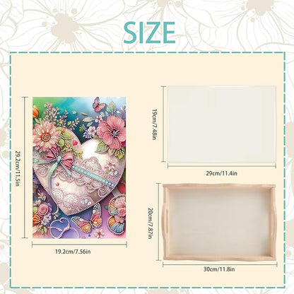 JZHYOAN Diamond DIY Painting Trays, Art Fruit Platters Cheese Platter Board Diamond Painting Table Home Decoration, Special Creative Design, Large Serving Platte for Adults-Flower