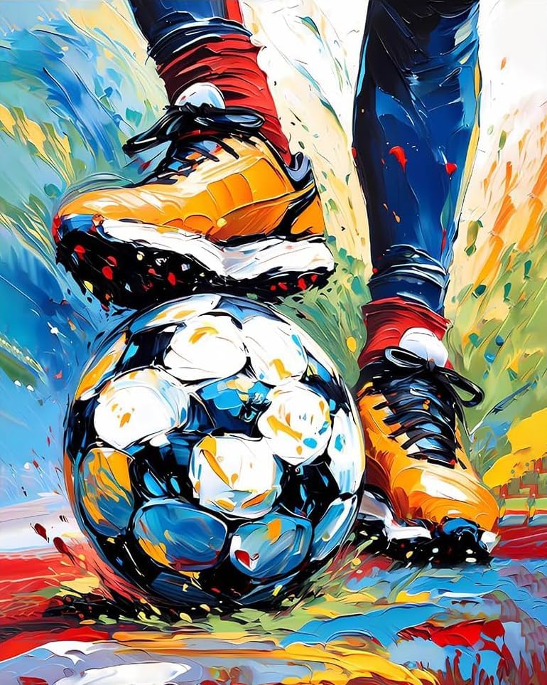 Paint by Numbers Kit for Adults, Soccer Player Painting, 16 x 20 Inch by GEEHEIY