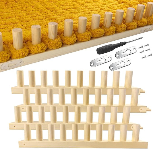 Chunky Blanket Loom Knitting Looms and Boards, Adjustable Size Wooden Loom for Blanket, No Needles Required Hand Knitting Kit for DIY Yarn Craft, Home Decor, Stress Relief, Beginner Friendly (61 in)