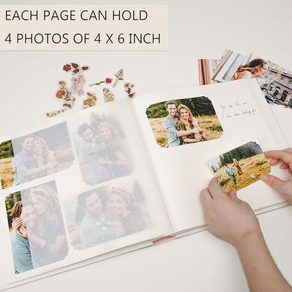 Vienrose Premium Scrapbook Photo Album with Writing Space 12"x12", DIY Scrapbook Album with 60 Pages, Large Photo Book for Baby Family Travel Vacation, Valentine Gift White