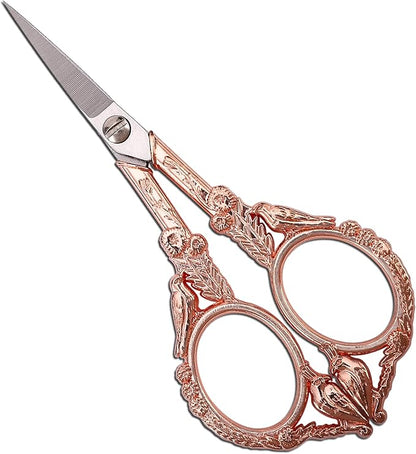 YOUGUOM Sewing Embroidery Scissors – Small Vintage Sharp Pointed Tip Shears for Craft, Artwork, Handicraft DIY Tool, 4.6in Rose Gold Bird Style