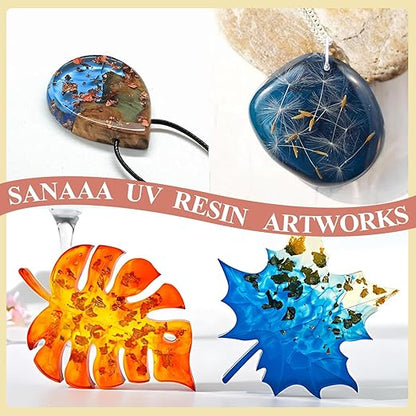SANAAA UV Resin Clear Hard Type 300g,High Viscosity Transparent Ultraviolet Cure Resin for Jewelry Making,Keychain Making,Crafts Decor,Coating
