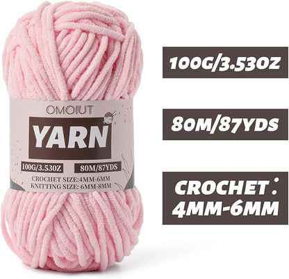 Pink Fluffy Chenille Yarn for Crocheting - Baby Yarn for Crocheting Soft Blanket - (100g/87.4yds) Crochet Amigurumi Chunky Yarns - Velvet Worsted Weight Yarns 5