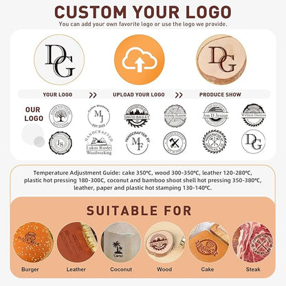 Sunamd Custom Electric Branding Iron for Wood, Adjustable Temperature Wood Branding Iron Personalized Wood Burning Letter Stamp, Create Your Logo Stamp for Leather Food, Handcraft & Wedding Gift(1")