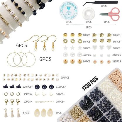 TOIPINIO Bracelet Making Kit Jewelry Making Supplies Kit Natural Stone Beads for Irregular Natural Stone with for DIY Craft Friendship Bracelet/Necklace/Earrings for Adults (Snowflake Obsidian)