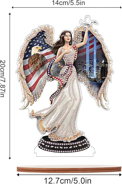 Tontut DIY Diamond Art Painting Kit Ornament, Flag Lady Liberty Handmade Three-Dimensional Ornaments, The Perfect Combination of Decoration and Art,Excellent Choice for Home Decoration Gifts