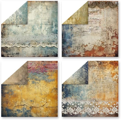 Vintage Lace Scrapbook Pattern Paper Pad 12×12,24 Sheets Double-Sided Coffee Scrapbooking CardStock Paper for Holiday Card Making Supplies DIY Junk Journal Papers. - Image 5