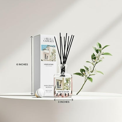 Reed Diffuser Set, Orange Blossom Oil 6.7 fl oz Scented Diffuser with Sticks Home Fragrance Reed Diffuser for Bathroom Shelf Decor