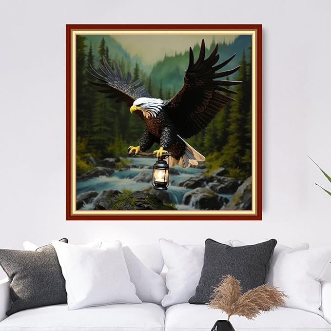Dooxvey Cross Stitch Kits for Adults Stamped Full Range of Embroidery Starter Kits for Beginners 11CT Printed Cross Stitch Patterns Needlepoint Kits Stamped Crossstitch-Eagle 18x18 inch