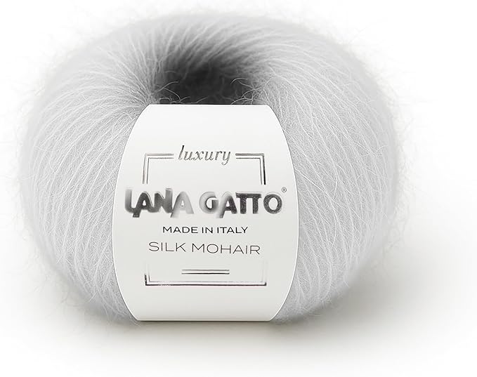 5 Skeins, Silk Mohair Luxury Yarns, Premium and Soft Blend for Knitting and Crocheting, Made in Italy (White - 6027, 5)