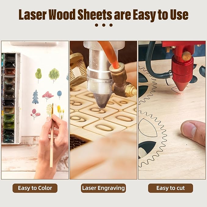 24 Pack Basswood Sheets 1/8, 3mm Basswood for Laser Cutting, Wood for Crafts 12x12 in, Suitable for Handmade, Painting, Charcoal Art and DIY Projects