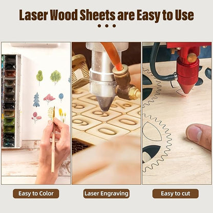 12 Pack Basswood Sheets 1/8, 3mm Basswood for Laser Cutting, Wood for Crafts 12x12 in, Suitable for Handmade, Painting, Charcoal Art and DIY Projects