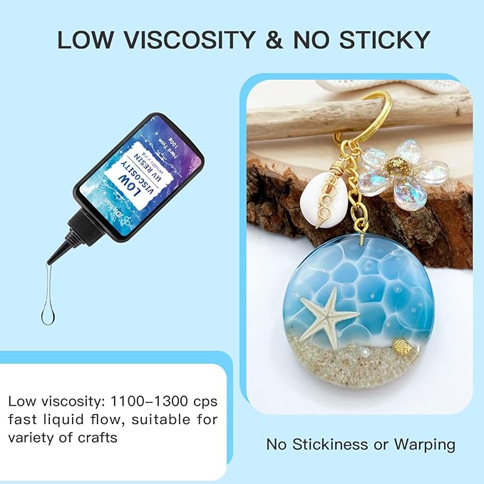 JDiction UV Resin, Upgrade 300g Low Viscosity Hard Thin UV Resin with Super Crystal Clear Resins Kit for Jewelry, Casting, Coating and DIY Craft