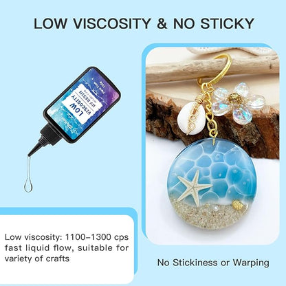 JDiction UV Resin, Upgrade 300g Low Viscosity Hard Thin UV Resin with Super Crystal Clear Resins Kit for Jewelry, Casting, Coating and DIY Craft