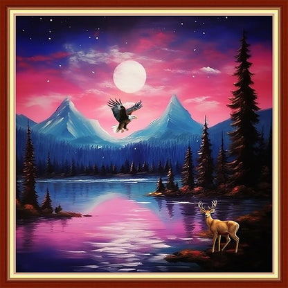 Artvxeay Stamped Cross Stitch Kits | Embroidery Kits for Beginners Craft Kit Needlepoint for Adults Supplies DIY 11CT- (Moonlit Night Scene 18x18 inch)