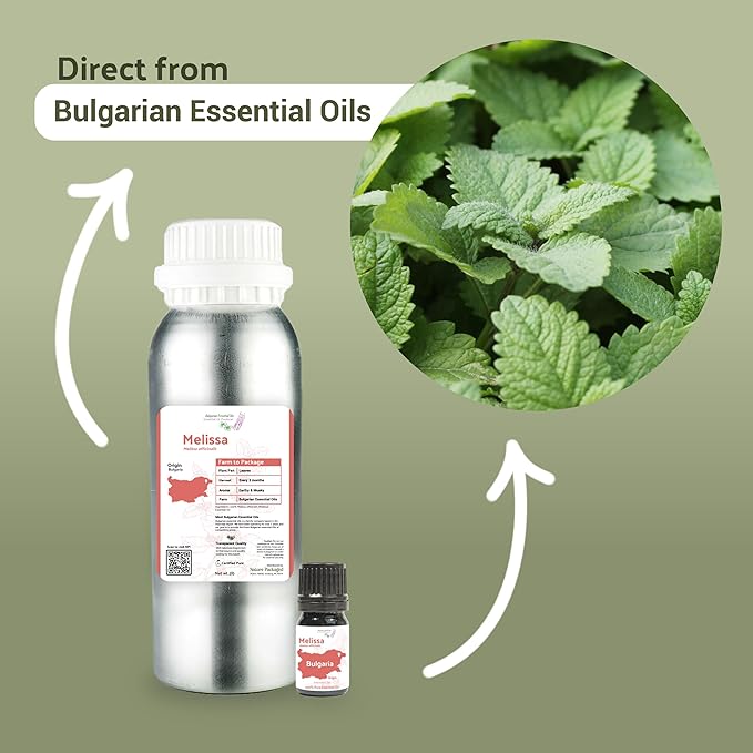 Nature Packaged Melissa Essential Oil - Direct from Bulgarian Sustainable Farms - Steam Distilled - Aceite Toronjil for Aromatherapy, Massage, Diffuser, DIY Candle and Soap Making - 5ml
