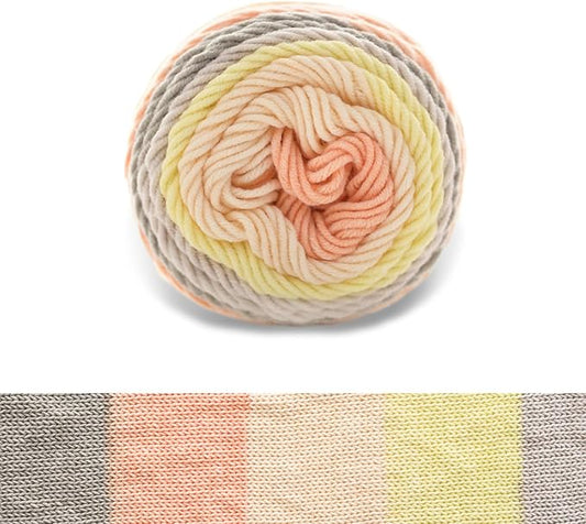 Franel Cotton Acrylic Yarn-45% Cotton 55% Acrylic - 100g, Gradient-Light Gray Orange Yellow, Perfect for Crocheting Knitting Scarves Shawls Blankets Gradient Variegated Yarn