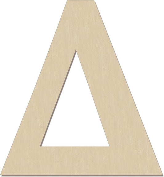 HILAZA 12 Inch Large Wooden Greek Letters, Unfinished Big Wood Letters for Wall Decor, DIY Crafts, Parties Wedding Christmas Home Decoration, Letter Delta (Δ)