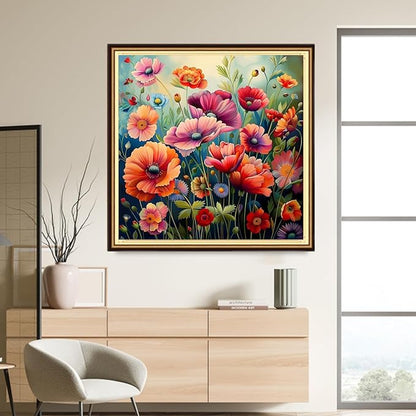 DMCVIVR Stamped Cross Stitch Kits for Adults Beginners Embroidery Kits 11CT Needlepoint Kits Cross Stitch Patterns Embroidery Patterns-Colorful Flowers 18x18 inch