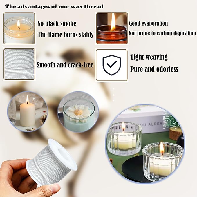 Nimozekd 31PCS Wick Kits for Candle Making Wicks Inserting Nursing with Storage Bag Large Hole Needles for Silicone Candle Mold Hook Eye Punch Needle,7in Wicks Trimmer & Dipper,Wick Roll 200 Ft ect