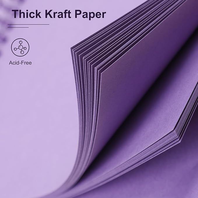Scrapbook Album 7x7 Inches Photo Album Hardcover Kraft with Window Scrap Book Blank Memory Book for Baby Wedding Guest Book Couples Graduation Travel DIY Anniversary, 40 Pages Purple