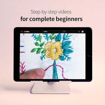 ETSPIL 3 Pack Embroidery Kit for Beginners and Adults,Learn 33 Stitches with DIY Stamped Flower Patterns – Includes Hoop, Color Threads, Tools, and Step-by-Step Instructions with Video Tutorials