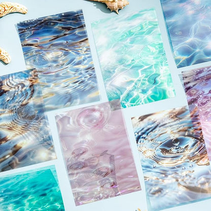 AuriicLeaf Wave PET Scrapbook Stickers Set, 60PCS Ocean Ephemera for Scrapbooking, Junk Journaling, Crafting, DIY Projects, Diaries, and Art Supplies