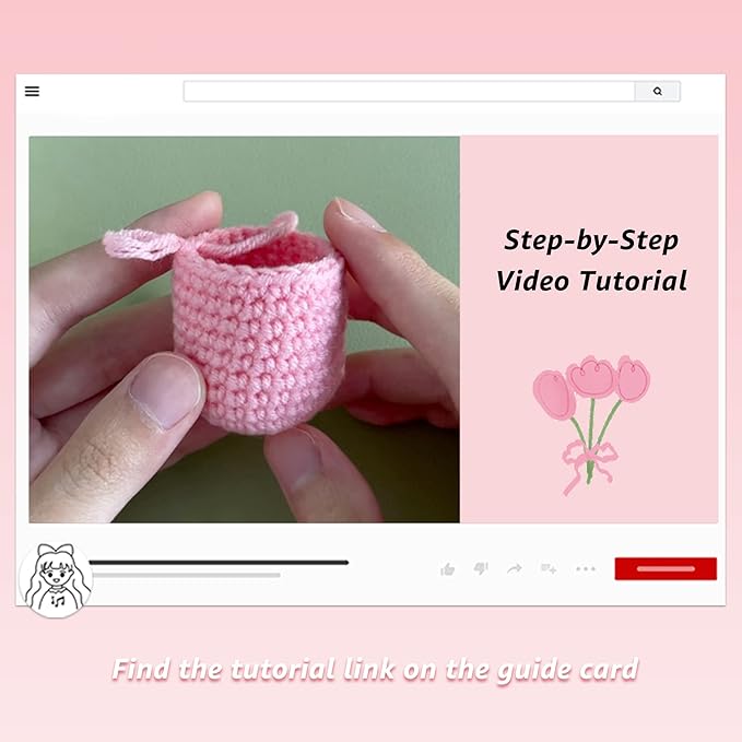 Lily's Lyric Flower Crochet Kit | Tulip Flowerpot | Step-by-Step Video Tutorial for Adults Teenagers | DIY Home Decoration Craft Gift Idea Purple&Yellow