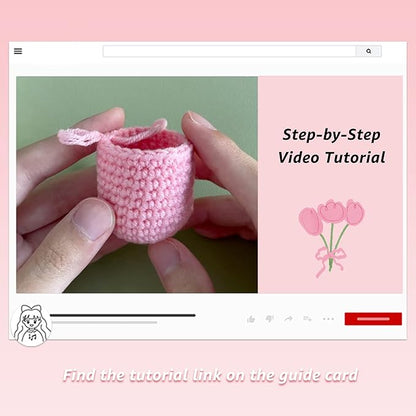 Lily's Lyric Flower Crochet Kit | Tulip Flowerpot | Step-by-Step Video Tutorial for Adults Teenagers | DIY Home Decoration Craft Gift Idea Purple&Yellow