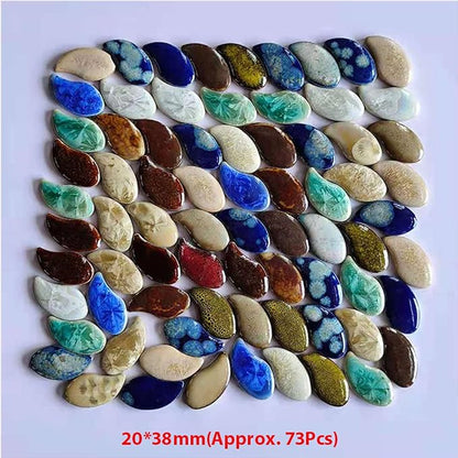 500g/1.1lb Random Color Irregular Ceramics Mosaic Tiles,DIY Making Creative Ceramic Mosaic Tiles for DIY Craft Plates Flowerpots Vases Cups Mosaic Making Supplies (Petal)