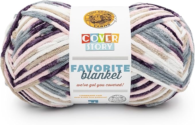 Lion Brand Yarn, Cover Story Favorite Blanket Yarn for Knitting and Crochet, 223 Yards, Primrose, 1 Pack