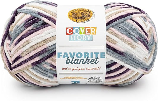 Lion Brand Yarn, Cover Story Favorite Blanket Yarn for Knitting and Crochet, 223 Yards, Primrose, 1 Pack