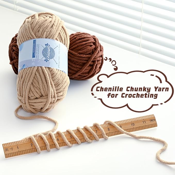 Chunky Chenille Yarn for Crocheting，Baby Yarn for Crocheting Soft Blankets，Bulky Yarns for Crochet Amigurumi，4×100g (4×74.3yds) Fluffy Velvet Yarns for Hand Knitting (4 Orange)