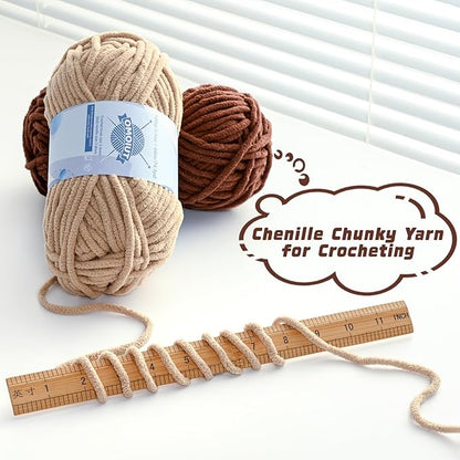 Chunky Chenille Yarn for Crocheting，Baby Yarn for Crocheting Soft Blankets，Bulky Yarns for Crochet Amigurumi，4×100g (4×74.3yds) Fluffy Velvet Yarns for Hand Knitting (4 Sapphire Blue)