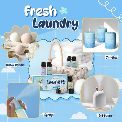 SALKING Laundry Collection Essential Oils Set, Pure Essential Oil for Diffuser, Clean Aromatherapy Fragrance Oil Gift Set, Use with Wool Dryer Balls, Citrus Clean, Lavender Fields, Still Breeze