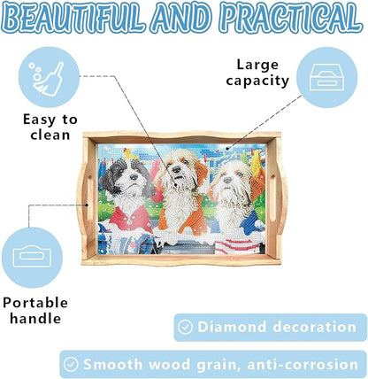 DOTSOPS DIY Diamond Painting Serving Tray with Handle for Adults 5D Diamond Art Kits for Beginners Full Drill Diamond Dots Gem Arts and Crafts Special Shape Living Room 12 x 16 Inches Mandala