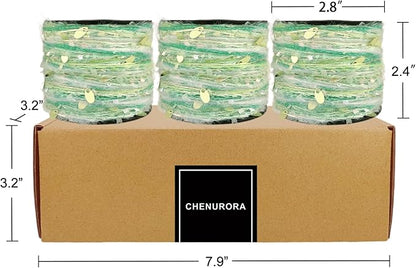 Artisanal Yarn Collection Multifiber Fancy Yarn with Sequins & Iridescent Shimmering Threads for Knitting Crocheting Crafts DIY, Set of 3 Rolls (Pastel Lime)