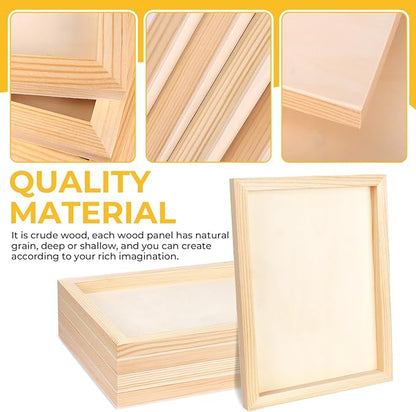 FSWCCK 5 Pack 9 x 12 inch Wood Panel Boards, Unfinished Wood Canvas Panels for Crafts, Painting Canvas, DIY Art Projects, Pouring, Arts Use with Oils, Acrylics