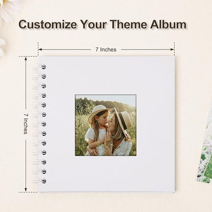Scrapbook Album 7x7 Inches Photo Album Hardcover Kraft with Window Scrap Book Blank Memory Book for Baby Wedding Guest Book Couples Graduation Travel DIY Anniversary, 40 Pages White