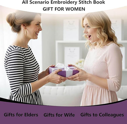 Embroidery Stitch Book Kit - Beginner Embroidery kit for Adults Portable All-in-One Hand Embroidery Book - 106 Patterns with Tools & Tutorials & 86 PCS Beginner Embroidery Kit